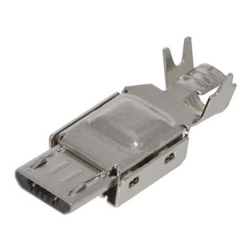 USB 2.0 micro B dugó, szerelhető, fém házas (Keystone)