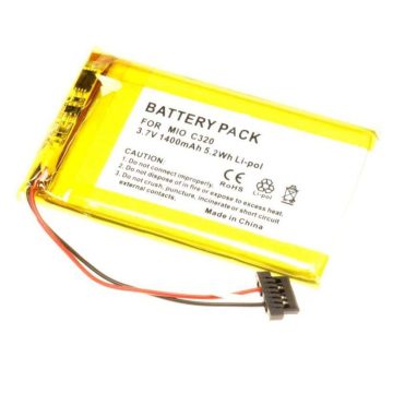   GPS akkumulátor MIO készülékekhez 3.7V 1400mAh Li-Polymer (37.7x61.2x5.3mm)