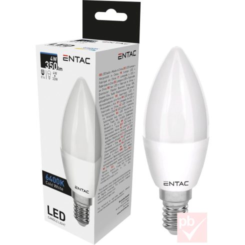 Entac LED fényforrás, E14, 4W, 6400K, 360lm, gyertya