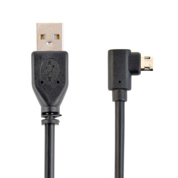   USB 2.0 A-micro B összekötő kábel 1.8m fekete (kétoldalas micro B 90°)