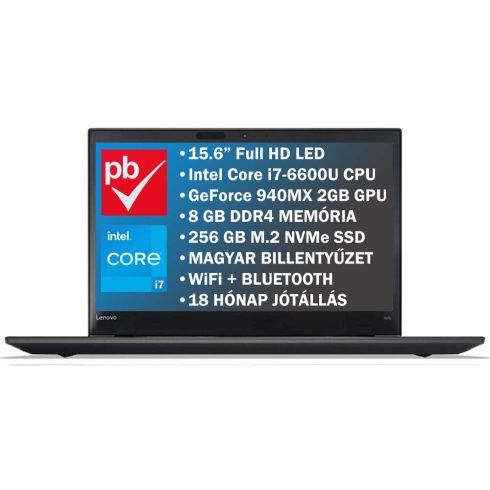 Lenovo ThinkPad T570 15.6" felújított prémium használt laptop (i7, 8GB DDR4, 256GB M.2, Full HD)