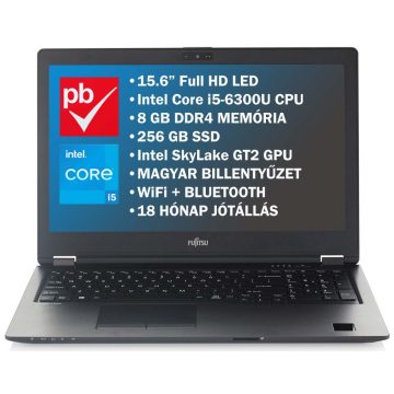  Fujitsu Lifebook U757 15.6" felújított prémium használt laptop (Core i5, 8 GB, 256GB)