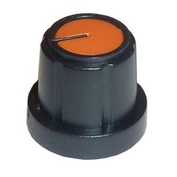   Potenciométer forgató gomb, 6-os tengelyre, jelöléssel, narancs, 15mm/20mm
