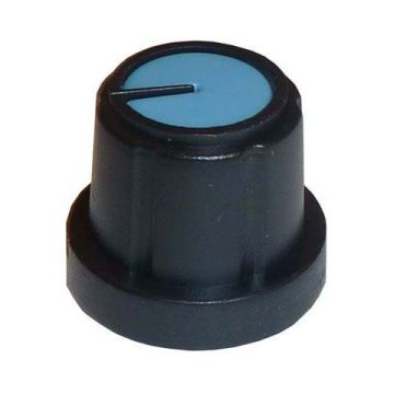   Potenciométer forgató gomb, 6-os tengelyre, jelöléssel, kék, 15mm/20mm