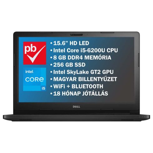 Dell Latitude 3570 15.6" felújított prémium használt laptop (Core i5, 8GB, 256GB)