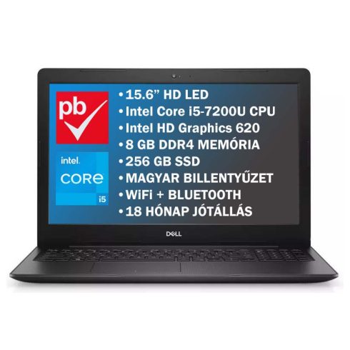 Dell Latitude 3590 15.6" felújított prémium használt laptop (Core i5 7th, 8GB, 256GB)