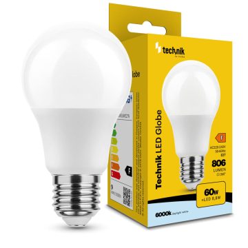 Technik LED fényforrás, E27, 8.8W, 6000K, 806lm, G60 gömb