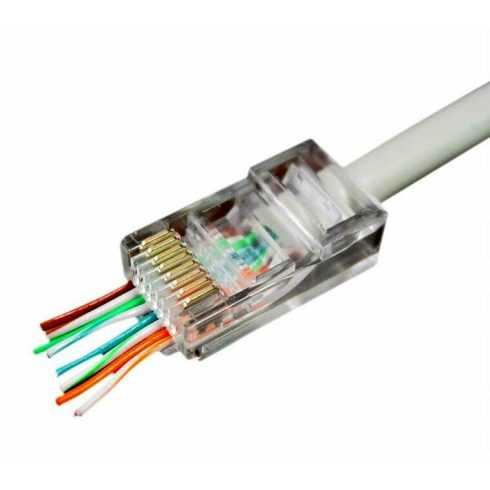 RJ45 dugó, kerek kábelre, átmenő (universal pass-through modular) (8P8C)