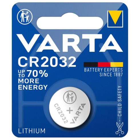 Varta CR2032 3V 230mAh gombelem, bliszteres (átmérő: 20mm, vastagság: 3.2mm)