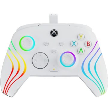   PDP Afterglow Wave fehér vezetékes RGB LED XBOX kontroller + ajándék Game Pass